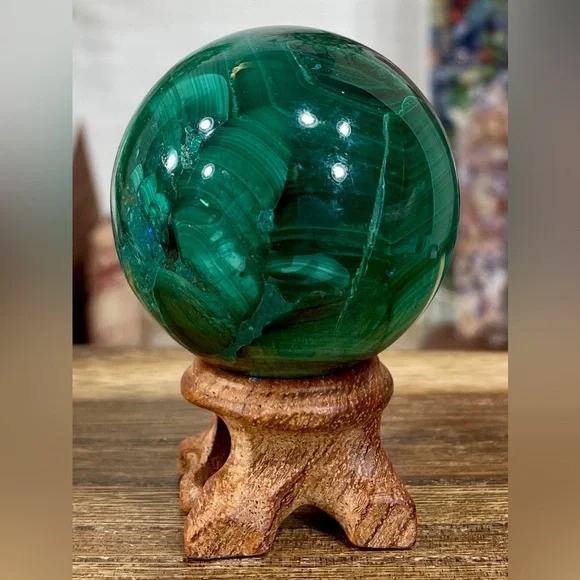 2155 Malachite Crystal Sphere - Picture 6 of 11